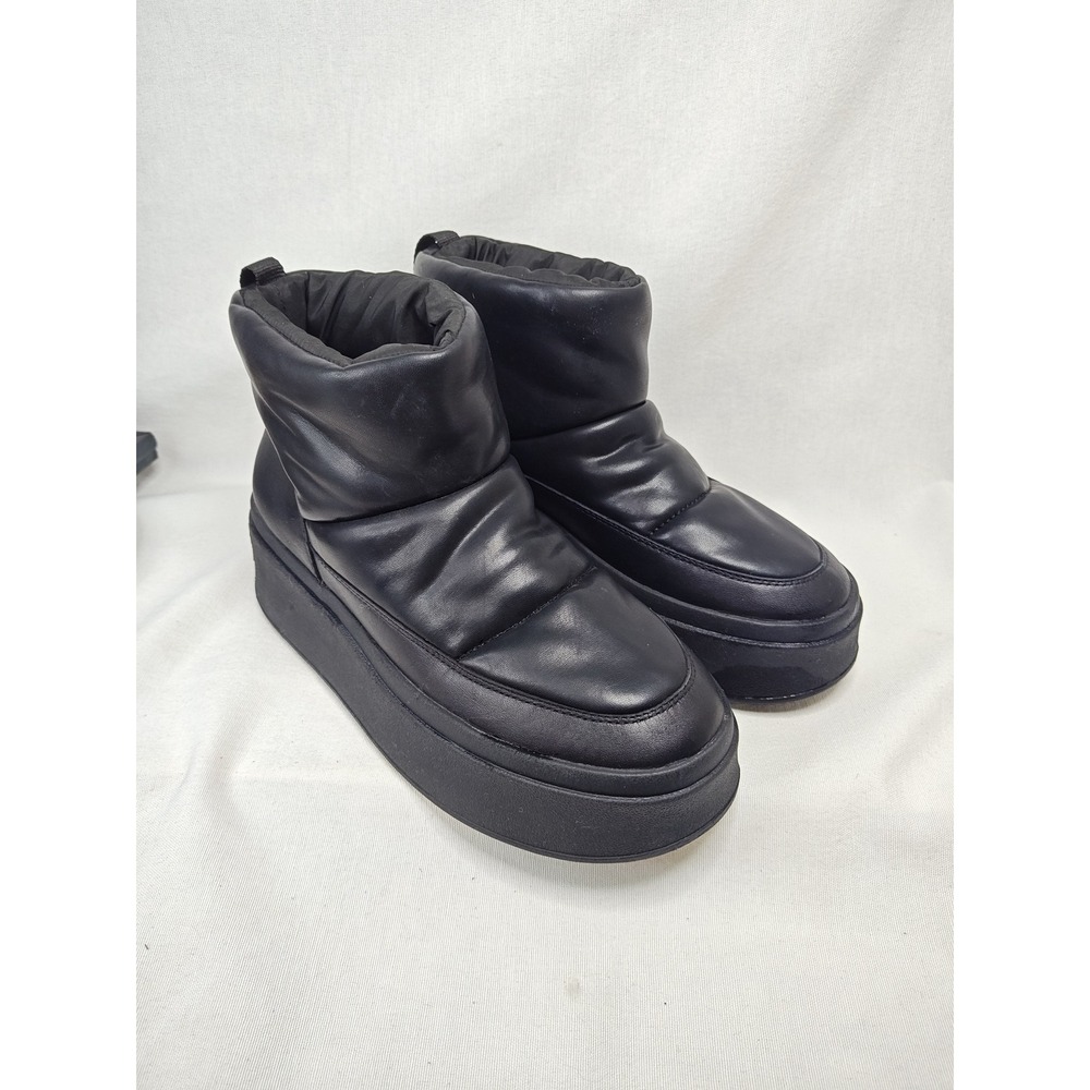 ASH Maxi Bis Platform Boots Puffy Quilted Faux Leather pull-on  Black EU 37 6.5